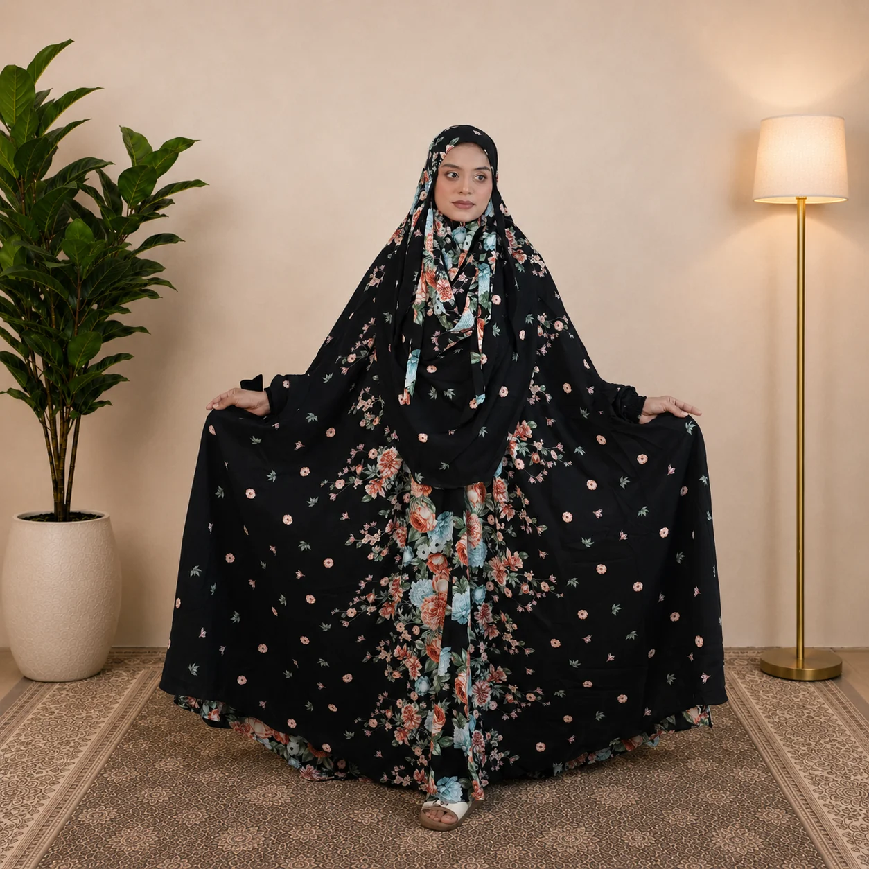 Premium Turkish Kaftan Silk Floor Touch Jilbab J407